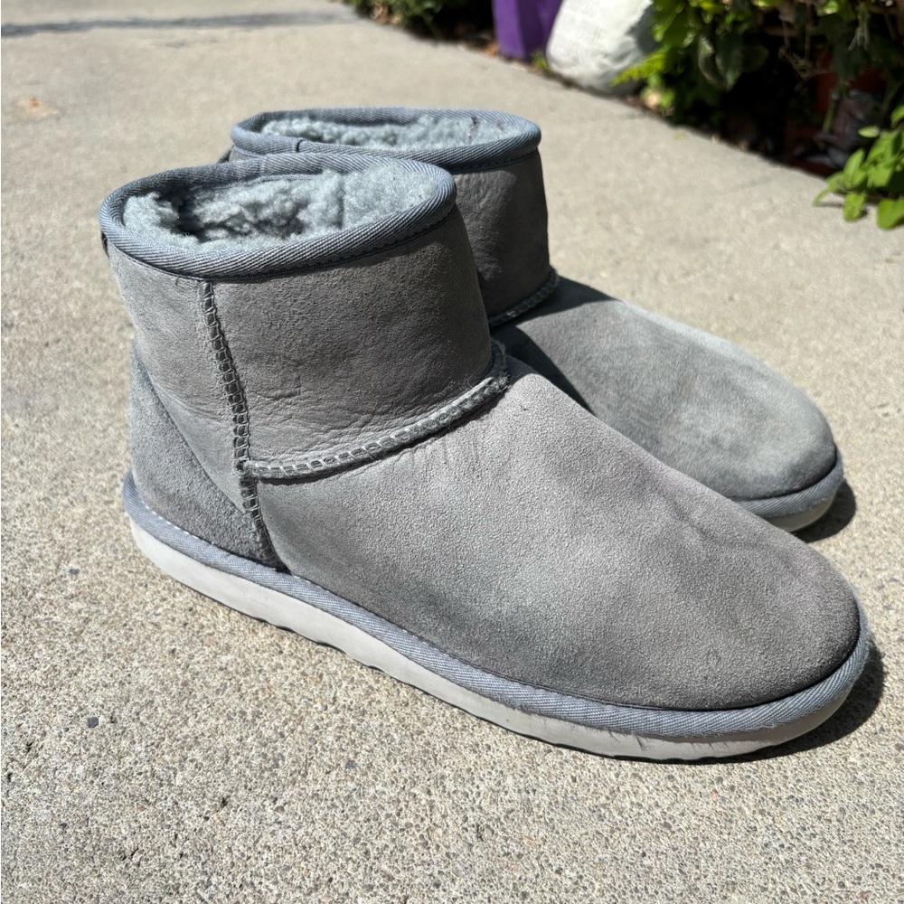 Gray Shearling Lined Ankle Boots - image 2